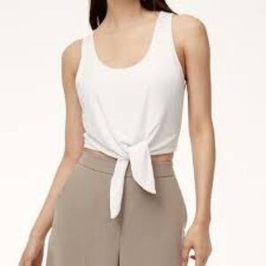 Babaton Aritzia Sz XS Jeronimo White Cropped Tank Top Tie Front